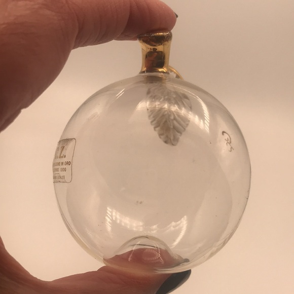 C.Z. Lavorazione in Oro Zecchino 1000 Murano Italy Clear Glass w/24k Gold Apple - Picture 4 of 9